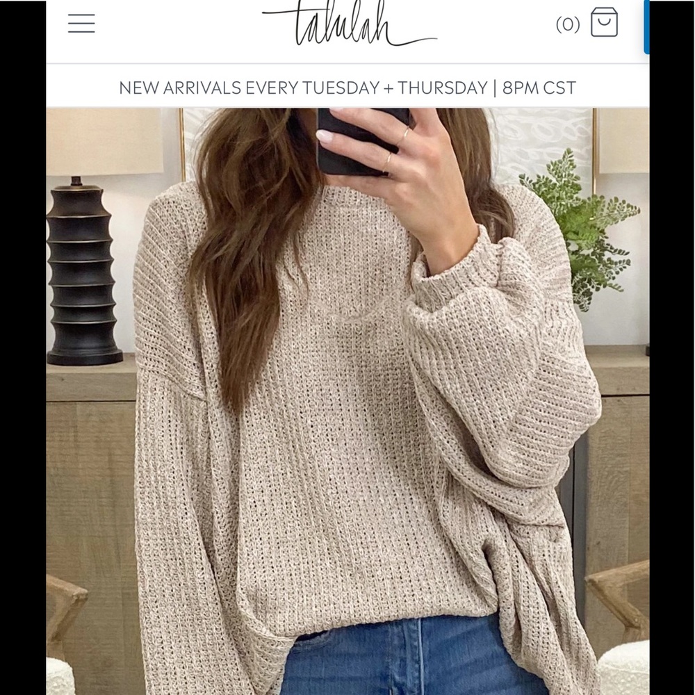 Brand new never worn Peru oversized top in color sand. Size medium.